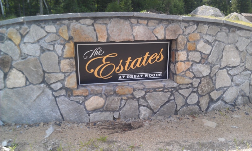 MA Real Estate stone and dimensional letter sign NH MA Real Estate stone and dimensional letter sign NH